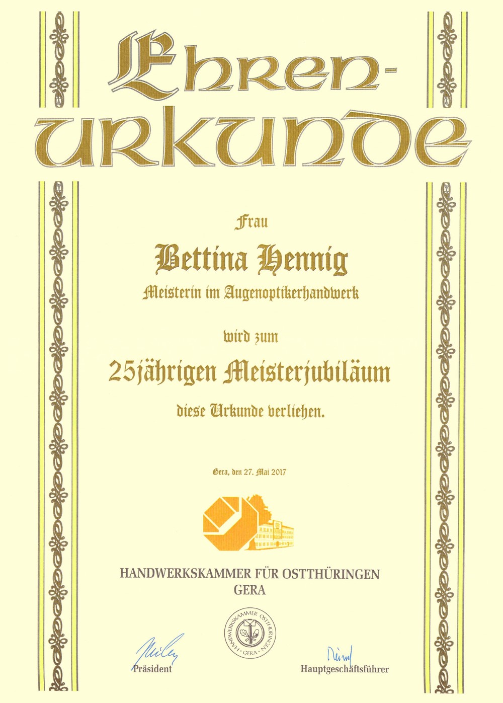 25 Jahre Meisterbrief